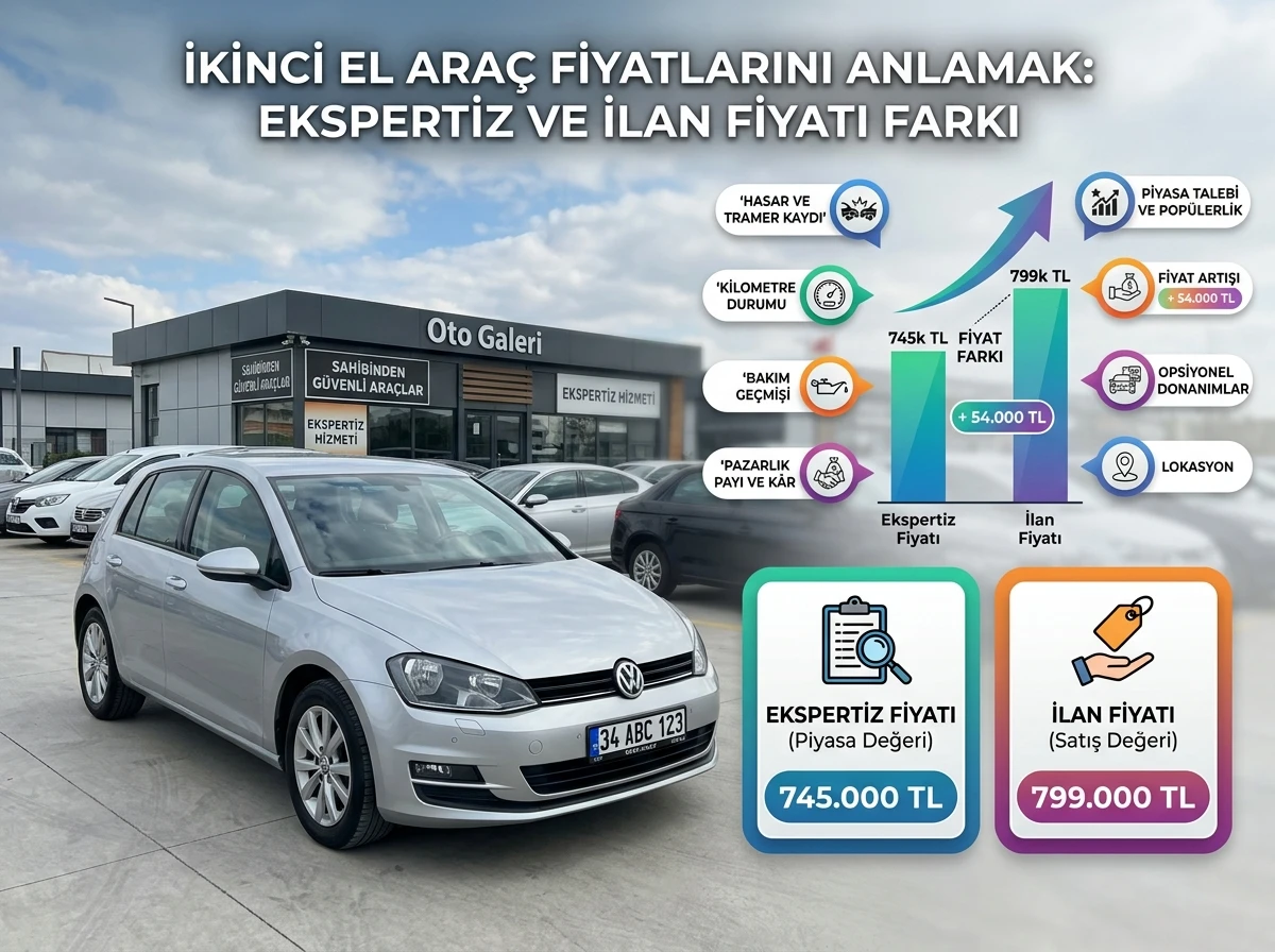 İkinci el araç değerleme ile ilan fiyatı farkı